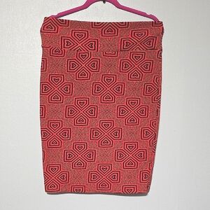 LulaRoe Cassie  Red Black Knee Length Pencil Skirt